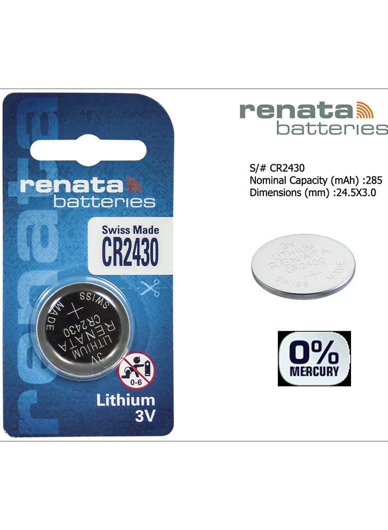 Renata 1-Piece Renata CR2430 Lithium 3V Swiss Made Battery - Image 2