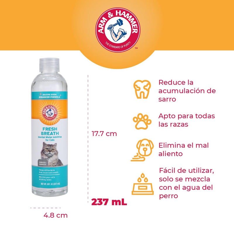 Arm & Hammer for Pets Advanced Care Dental Water Additive for Cats | Cat Teeth Cleaning Product for All Cats | Odorless and Flavorless Cat Dental Rinse, 8 Ounces - Image 2