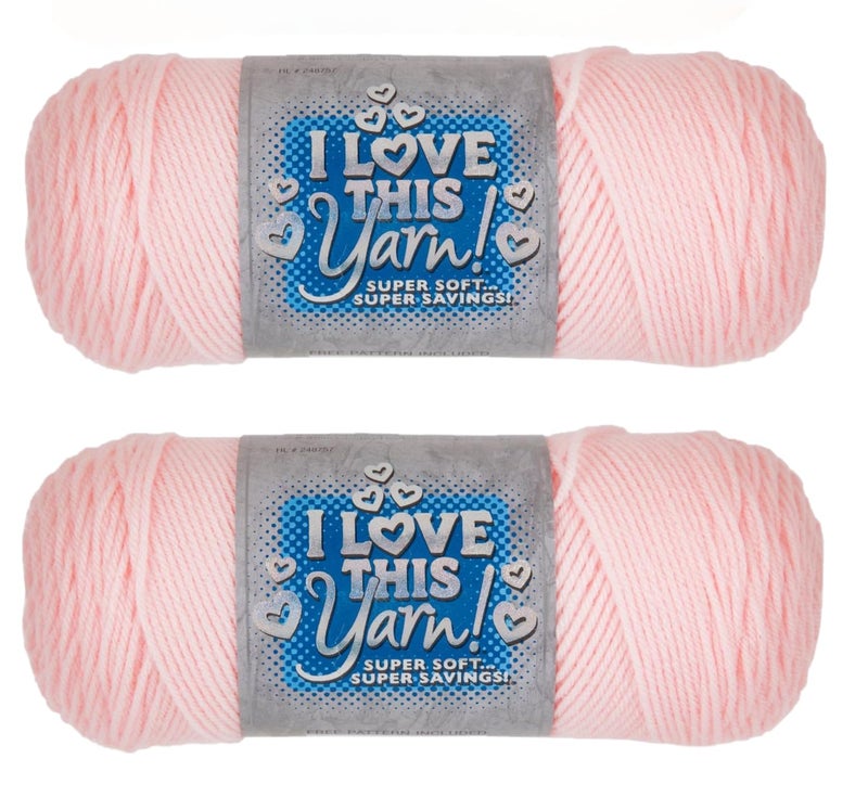 Hobby Lobby I Love This Yarn - 4 Medium 100% Acrylic Yarn for Crocheting & Knitting Blankets, Hats & Accessories, Set of 2, 102 Soft Pink - Image 1