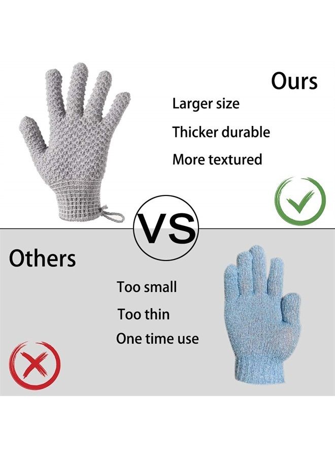 CLEEDY Bath Exfoliating Gloves Scrub - 4 Pcs (2Pairs) Lengthened and Large Exfoliating Scrubbing Gloves for Shower, Spa, Massage - Scrub Exfoliating Mitts for Body, Face, Hand and Foot (black and gray - Image 4