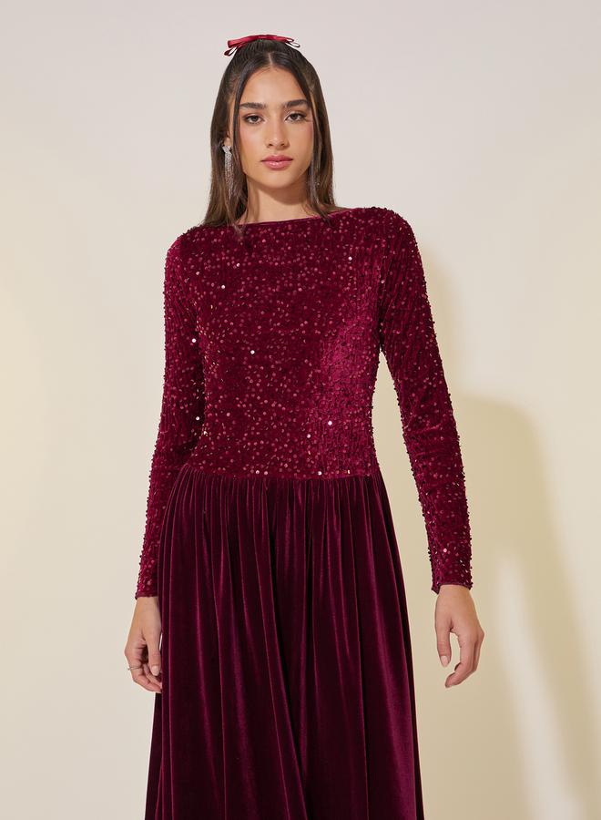 Take Two Sequin Velvet Midi Dress - Image 4