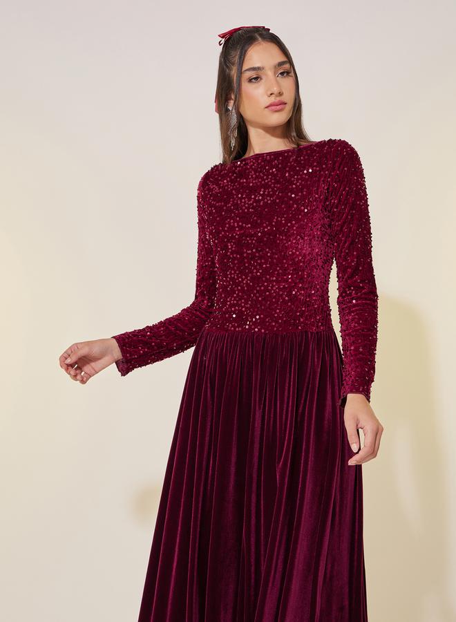 Take Two Sequin Velvet Midi Dress - Image 3