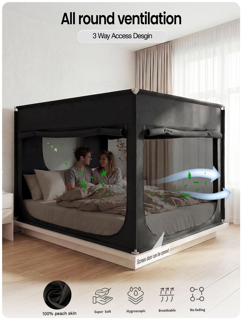 ANC POP Portable Bed Tent, Blackout Privacy Canopy with 3 Doors & Breathable Mesh, Large Space for Adults, Indoor Sleeping Shelter for Dorms/Shared Rooms - Image 3