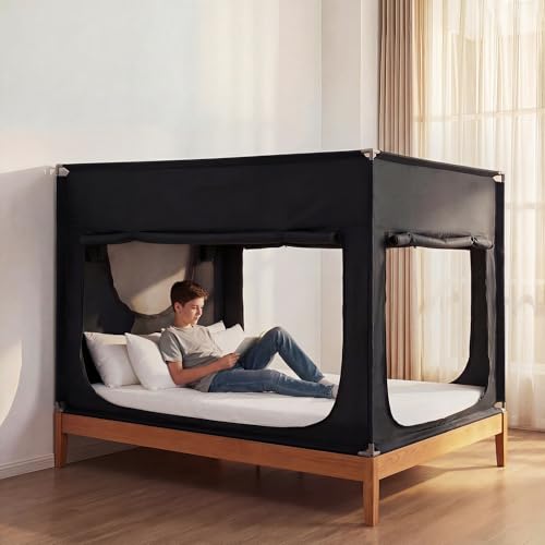 ANC POP Portable Bed Tent, Blackout Privacy Canopy with 3 Doors & Breathable Mesh, Large Space for Adults, Indoor Sleeping Shelter for Dorms/Shared Rooms - Image 1
