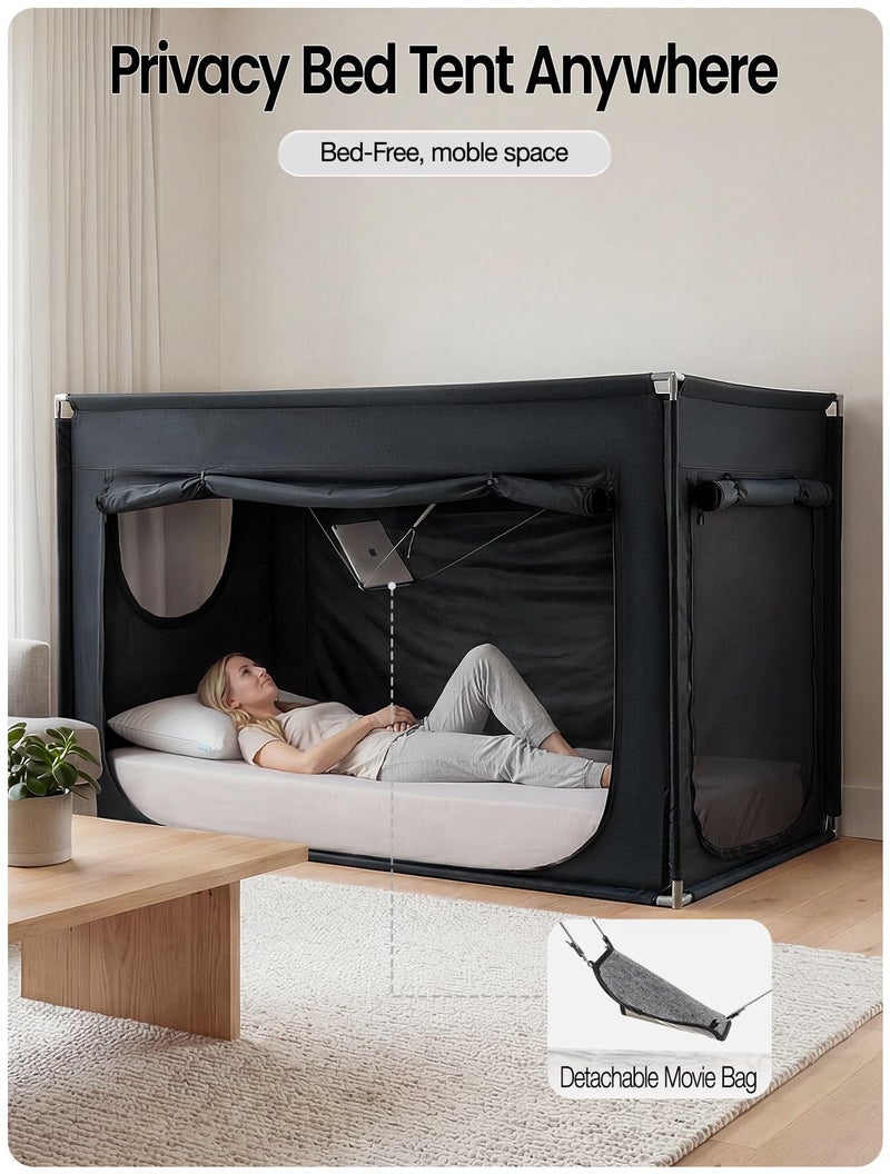 ANC POP Portable Bed Tent, Blackout Privacy Canopy with 3 Doors & Breathable Mesh, Large Space for Adults, Indoor Sleeping Shelter for Dorms/Shared Rooms - Image 4