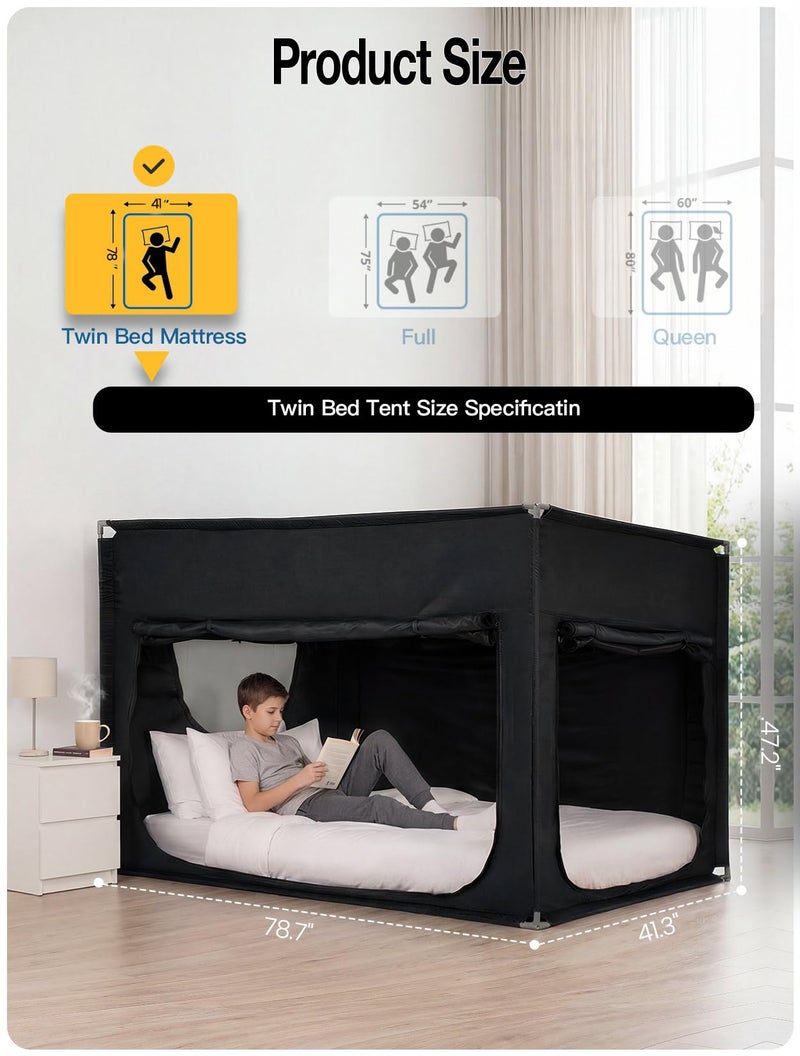 ANC POP Portable Bed Tent, Blackout Privacy Canopy with 3 Doors & Breathable Mesh, Large Space for Adults, Indoor Sleeping Shelter for Dorms/Shared Rooms - Image 2