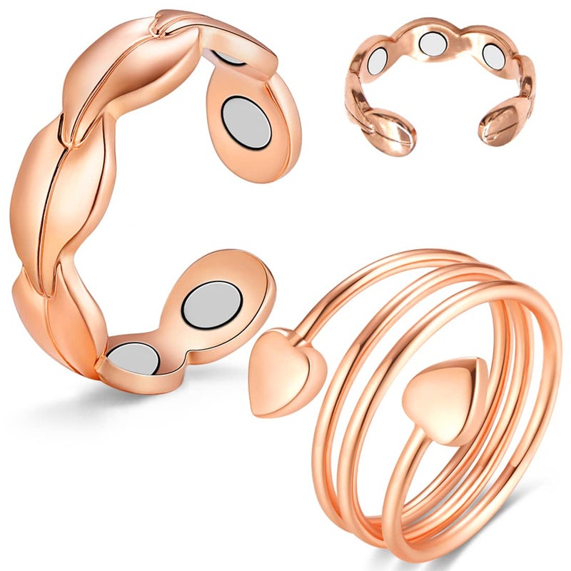 Cigmag 2PCS Copper Rings for Women Adjustable Calmi Ring and Tensor Rings Copper with Present Box