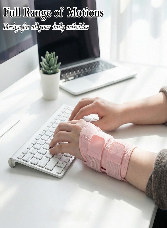 Qianyu Wrist Brace Adjustable Wrist Support Brace Wrists Support Splint Hand Braces with Compression Sleeve Pink Adjustable Straps Night Arm Stabilizer for Men Women Left Hand S/M - Image 5