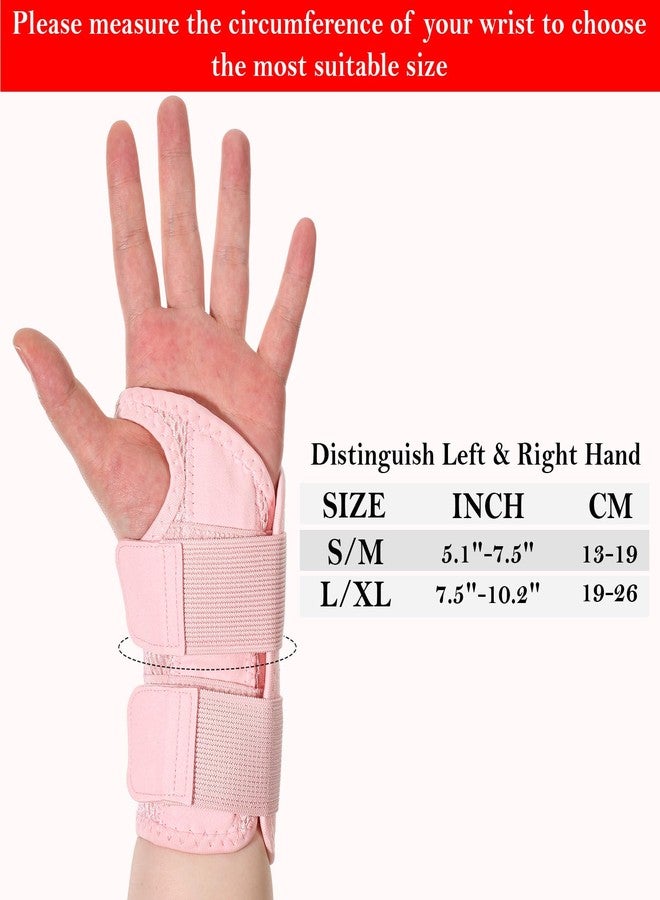 Qianyu Wrist Brace Adjustable Wrist Support Brace Wrists Support Splint Hand Braces with Compression Sleeve Pink Adjustable Straps Night Arm Stabilizer for Men Women Left Hand S/M - Image 2