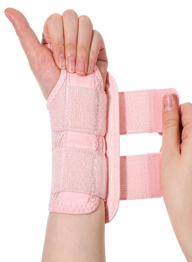 Qianyu Wrist Brace Adjustable Wrist Support Brace Wrists Support Splint Hand Braces with Compression Sleeve Pink Adjustable Straps Night Arm Stabilizer for Men Women Left Hand S/M - Image 1