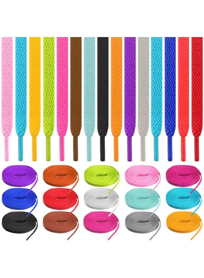 ISusser 15 Pairs 45" Flat Coloured Athletic Shoe Laces for Sneakers Skate Shoes Boots and Sport Shoes, Multicolored, Medium - Image 1
