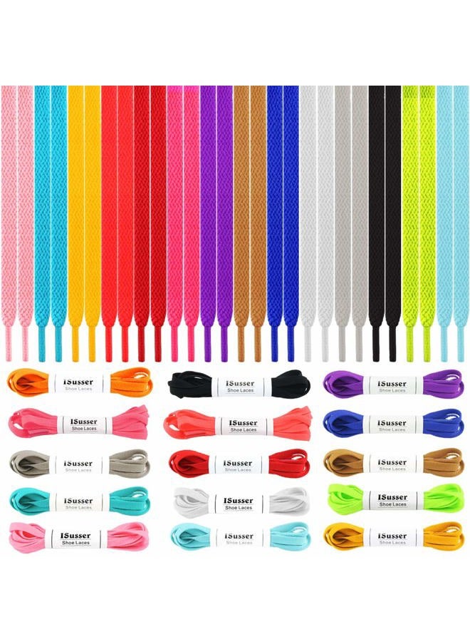 ISusser 15 Pairs 45" Flat Coloured Athletic Shoe Laces for Sneakers Skate Shoes Boots and Sport Shoes, Multicolored, Medium - Image 2