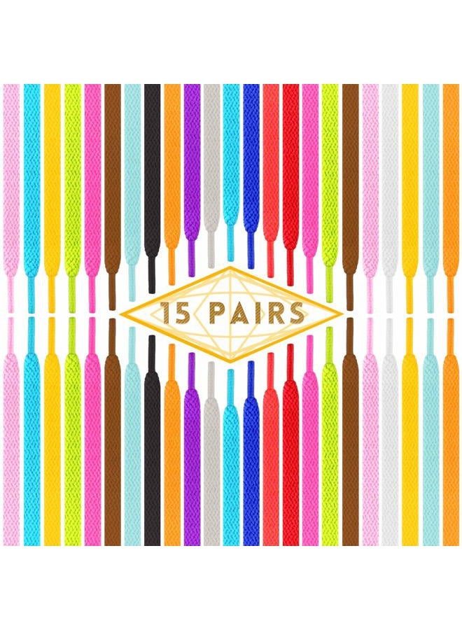 ISusser 15 Pairs 45" Flat Coloured Athletic Shoe Laces for Sneakers Skate Shoes Boots and Sport Shoes, Multicolored, Medium - Image 3