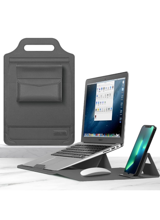NIBEMINENT - Pink PVC Laptop Sleeve with Built-in Phone Stand, Waterproof & Stain-Resistant, Multi-Compartment Organizer for Accessories, Ergonomic Design for Work or Travel, Travel Tech Gear | Modern Tech Accessory | Waterproof Design, Laptop Bag - Image 1
