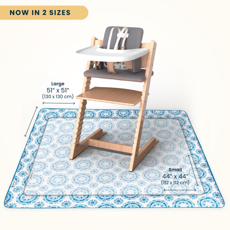 Tiny Twinkle Splat Mat for Under High Chair or Table | 51" x 51" Waterproof & Mess-Proof High Chair Mat for Baby, Machine Washable for Mealtime or Art(Tie Dye) - Image 2