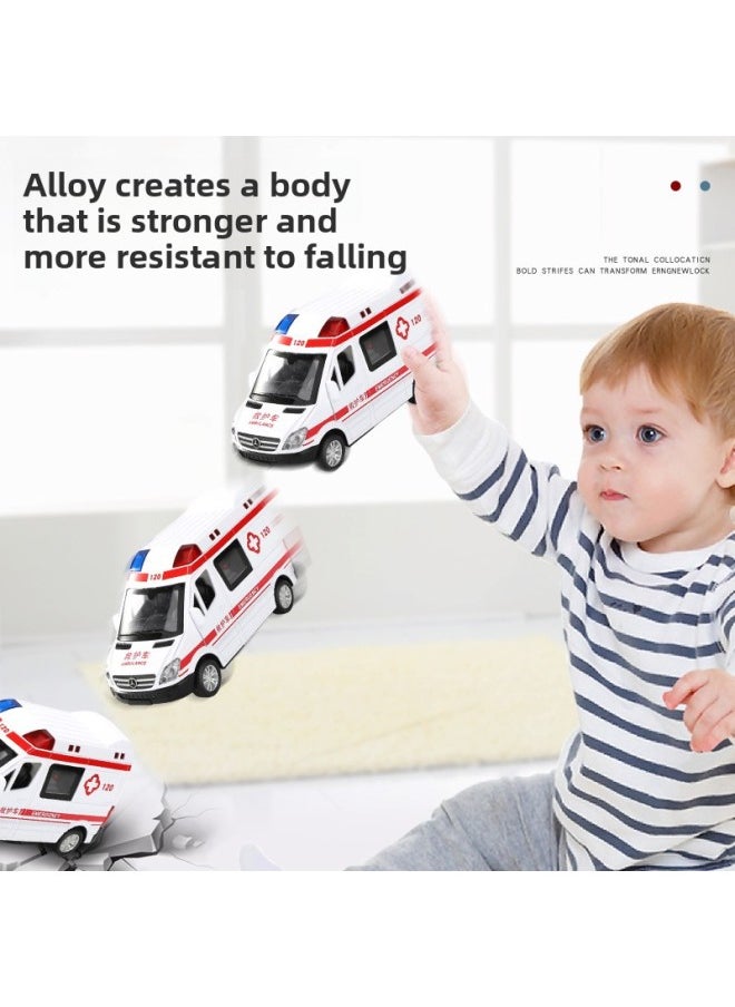 Alloy Car Multi-door Sound And Light Police Car Model Children's Simulation Rescue Back Force Toy Car Ornaments Outlet-Color:5 Open The Ambulance.  - Image 4