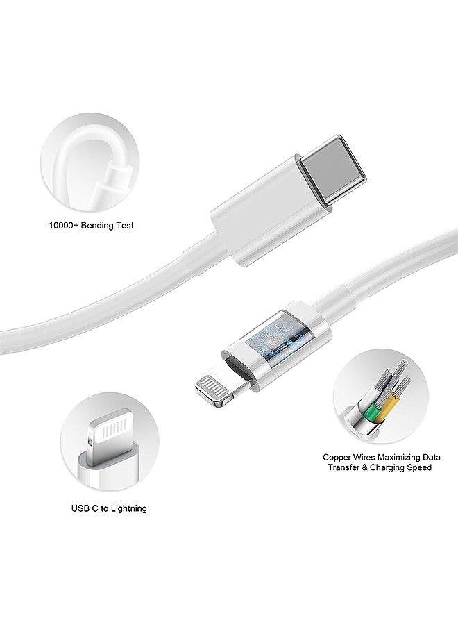 Gecomo USB C to Lightning Cable, Apple Carplay Cable 5FT iPhone Charger Fast Charging Cord, iPhone 14 13 12 11 Pro Max XR XS X8 Plust etc Charging Cord (White) - Image 3