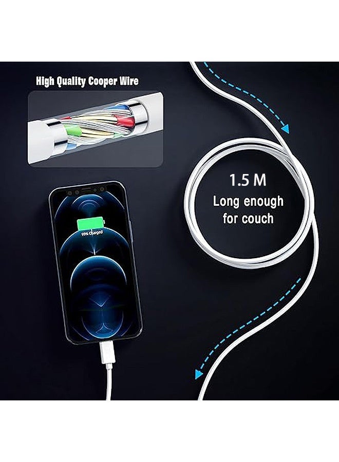 Gecomo USB C to Lightning Cable, Apple Carplay Cable 5FT iPhone Charger Fast Charging Cord, iPhone 14 13 12 11 Pro Max XR XS X8 Plust etc Charging Cord (White) - Image 2