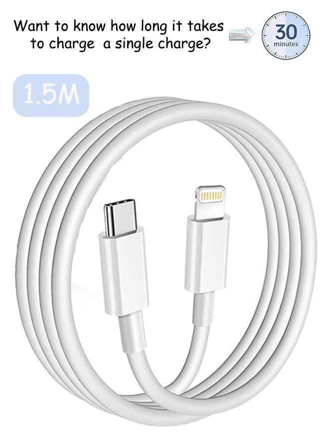Gecomo USB C to Lightning Cable, Apple Carplay Cable 5FT iPhone Charger Fast Charging Cord, iPhone 14 13 12 11 Pro Max XR XS X8 Plust etc Charging Cord (White) - Image 1