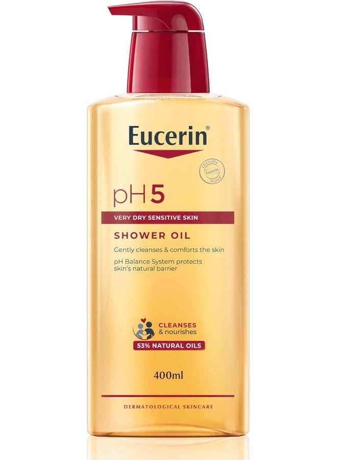 Eucerin Ph5 Shower Oil Daily Body Cleanser With Natural Caring Oil, Intensive Nourishing Effect, For Dry Sensitive Skin & Suitable For Allergy-Prone Skin, 400Ml - Image 1