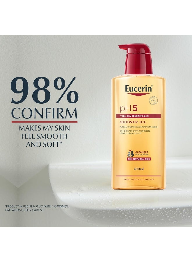 Eucerin Ph5 Shower Oil Daily Body Cleanser With Natural Caring Oil, Intensive Nourishing Effect, For Dry Sensitive Skin & Suitable For Allergy-Prone Skin, 400Ml - Image 2
