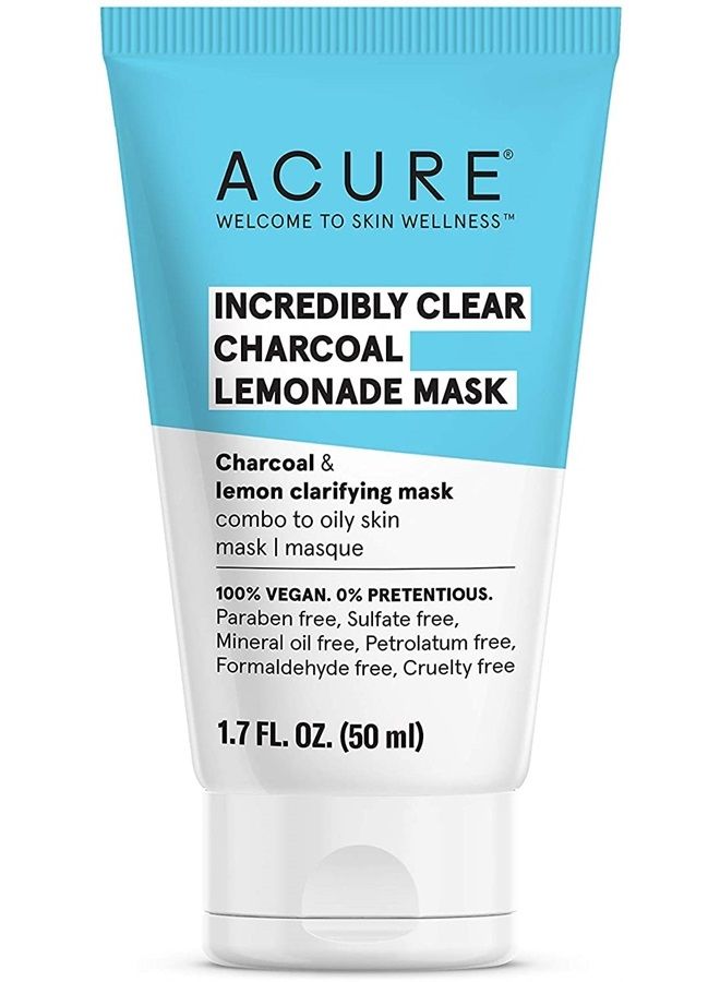 Acure قناع الليمون بالفحم الواضح بشكل مذهل | للبشرة الدهنية إلى العادية والمعرضة لحب الشباب | الفحم والليمون والطين - يستخرج الشوائب | 1.7 أونصة سائلة - Image 2
