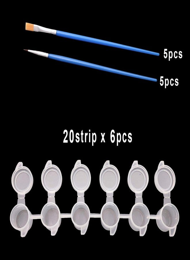 Markeny 120 Pots (20 Strips) Empty Paint Pot Pod Strips mini Paint Pot Storage Containers with 10Pcs Blue Paint Brushes, 6 Cups 5ml - Image 4