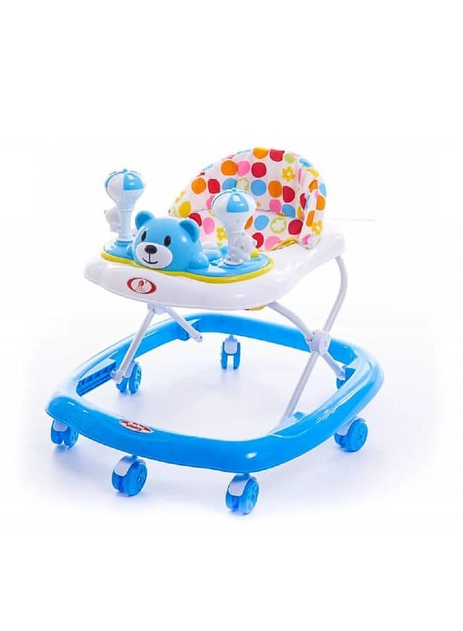 متجر 7 مشّاية أطفال متعددة الوظائف بلون ازرق مع ألعاب موسيقية ترفيهية – تعليم المشي – مقعد مريح وقابل للتعديل بارتفاعات مختلفة، تصميم آمن بعجلات مرنة لتعلم المشي بسهولة ومتعة - Image 3