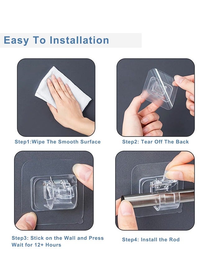12PCS No Drilling Curtain Rod Brackets, Universal Self-Adhesive Wall-Mounted Curtain Rod Holder - Image 3