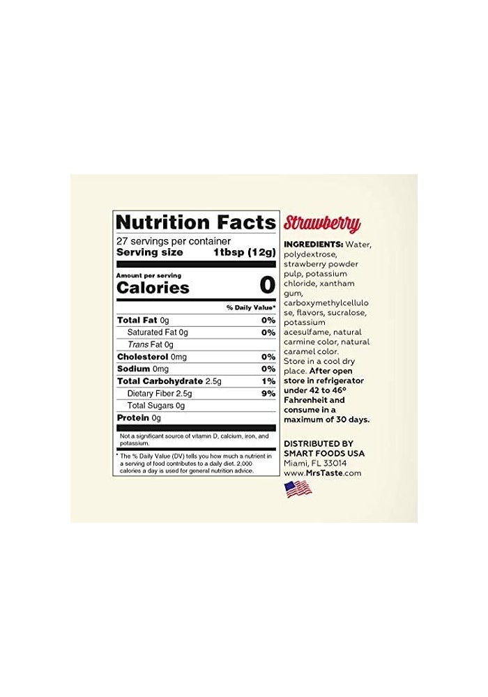 mrs Taste Mrs. Taste Strawberry Syrup - Zero Calories, 335g - Image 2