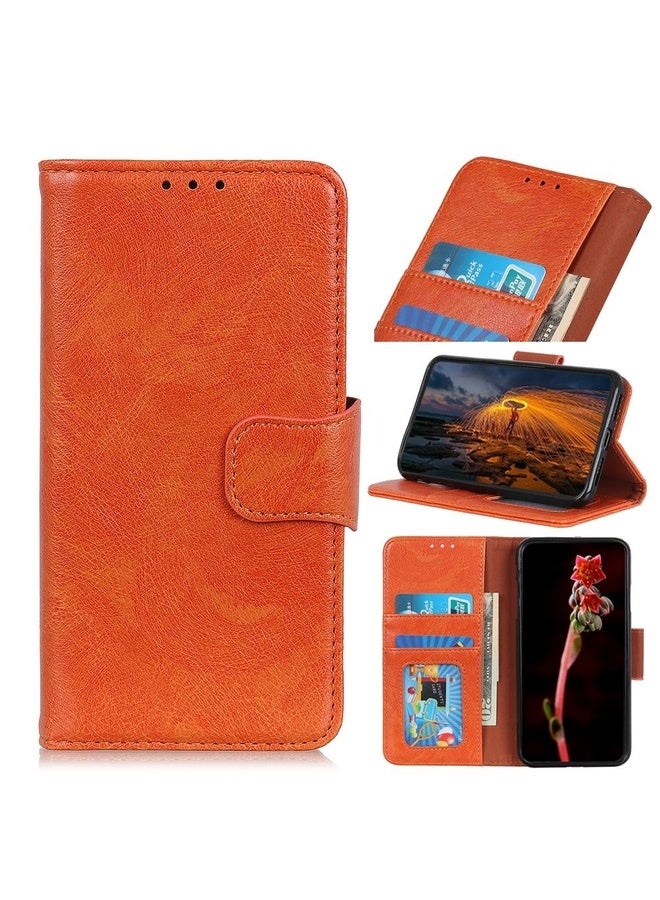 BURAQ Case Cover For Samsung Galaxy A32 4G Nappa Texture Horizontal Flip Leather Case with Holder & Card Slots & Wallet(Orange) - Image 1