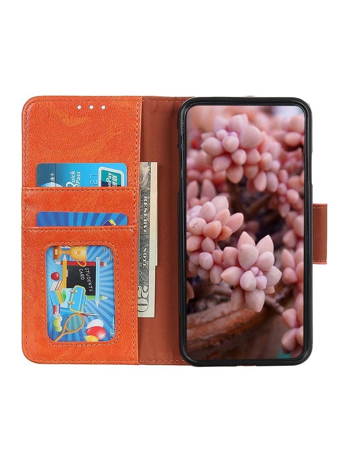 BURAQ Case Cover For Samsung Galaxy A32 4G Nappa Texture Horizontal Flip Leather Case with Holder & Card Slots & Wallet(Orange) - Image 4