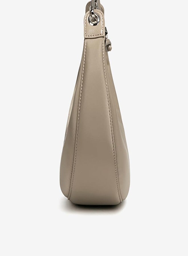 Covelin Modern Crescent Moon Hobo Bag - Lightweight Nylon Shoulder Bag for Women Cream - Image 5