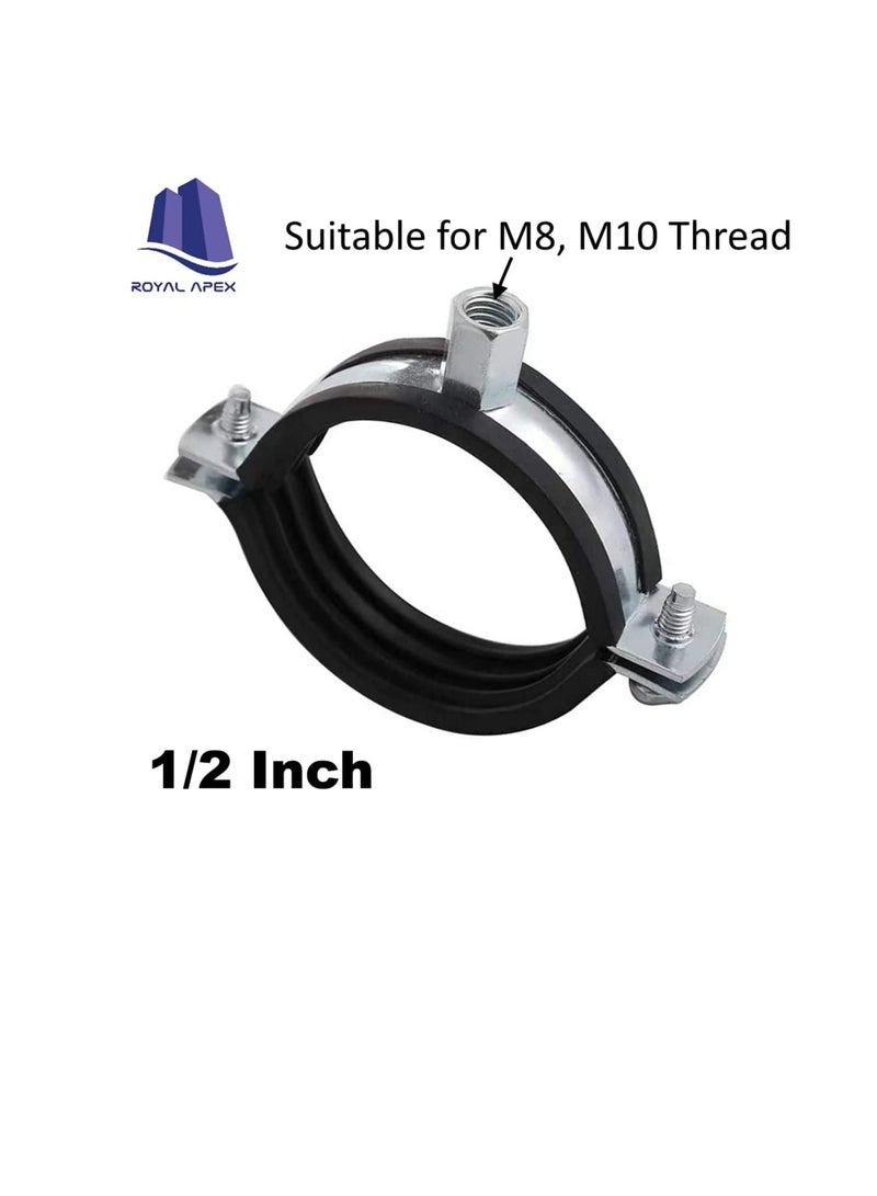 Heavy Duty Adjustable Two-screw Pipe Galvanized Iron (GI) Clamp with Rubber Lined or Unlined for Wall Ceiling Mount Pipe Supports, Split Ring Hanger (1/2 Inch, Pack of 10)  - Image 3