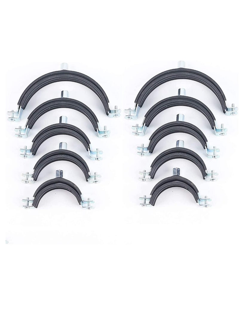 Heavy Duty Adjustable Two-screw Pipe Galvanized Iron (GI) Clamp with Rubber Lined or Unlined for Wall Ceiling Mount Pipe Supports, Split Ring Hanger (1/2 Inch, Pack of 10)  - Image 1