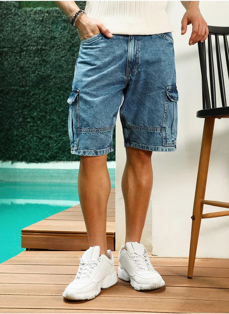 كامبوس سوترا Men's Distressed Cargo Denim Shorts
