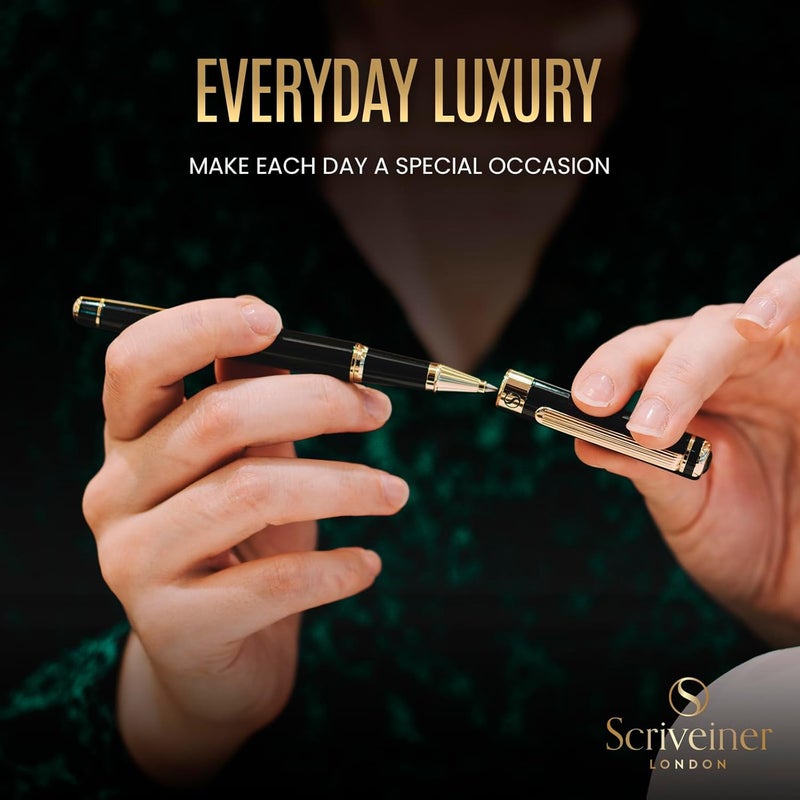 Scriveiner Black Lacquer Rollerball Pen - Stunning Award-Winning Luxury Pen, Schmidt Ink Refill, Best Gift Set for Men & Women, Professional, Executive Office - Image 5