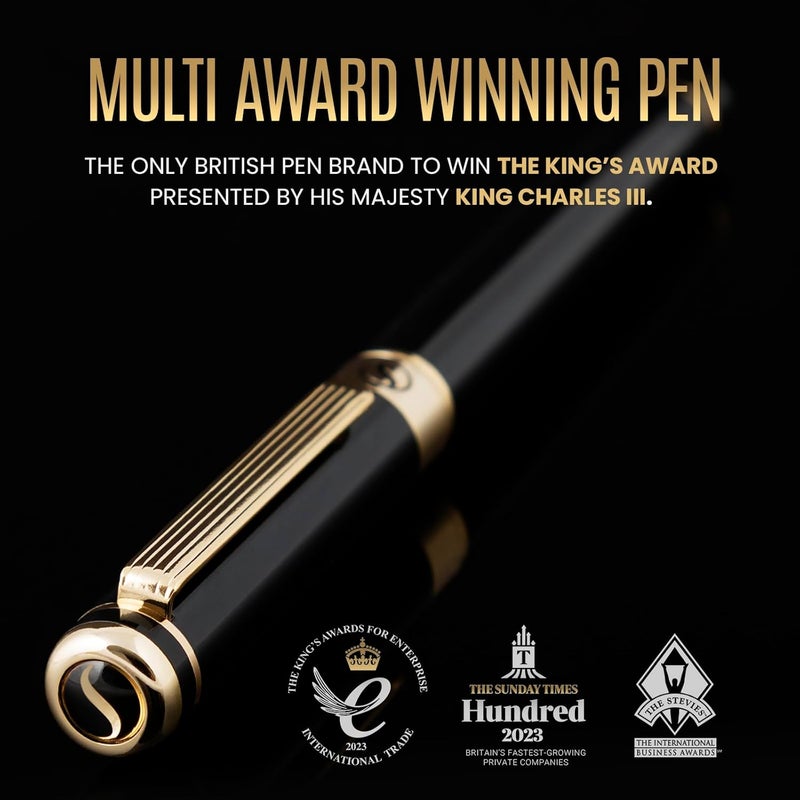 Scriveiner Black Lacquer Rollerball Pen - Stunning Award-Winning Luxury Pen, Schmidt Ink Refill, Best Gift Set for Men & Women, Professional, Executive Office - Image 2