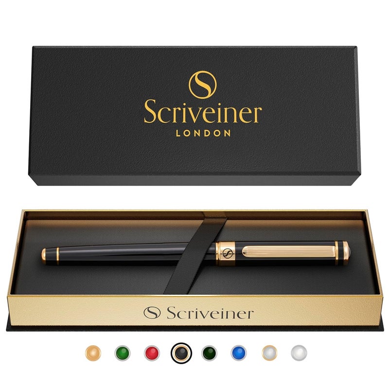 Scriveiner Black Lacquer Rollerball Pen - Stunning Award-Winning Luxury Pen, Schmidt Ink Refill, Best Gift Set for Men & Women, Professional, Executive Office - Image 1