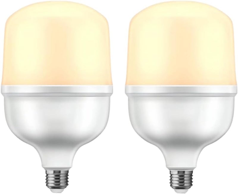50W Super Bright Cylindrical LED Bulb, E27 Holder Non-Dimmable (Pack of 2) - Warm White - Image 1