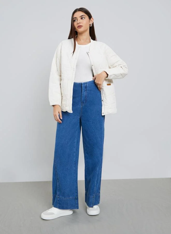 Styli Styli White Relaxed Fit Padded Jacket