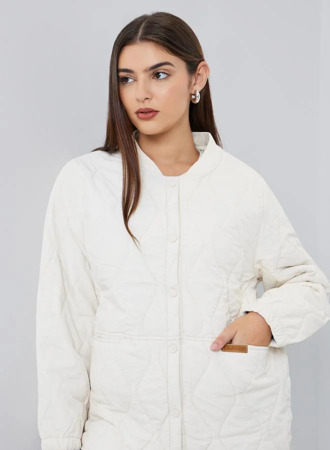 Styli Styli White Relaxed Fit Padded Jacket