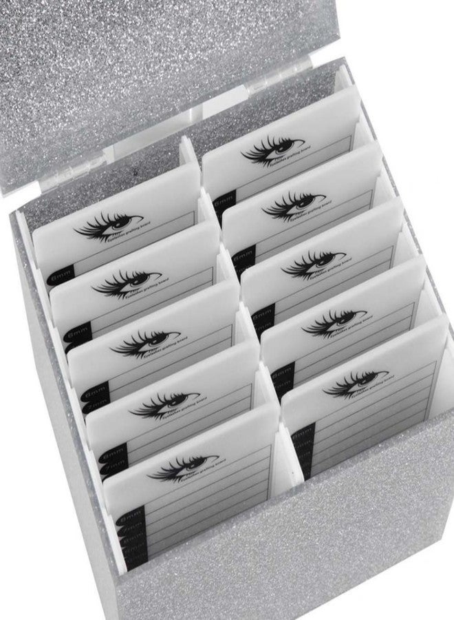 LIXIMMAZN 10 Layers Acrylic Eyelash Storage Box,Eyelash Holder Extension Tool,Makeup Organizer False Eyelashes Glue Pallet Holder, Grafting Eye lashes Close-Packed Display with 10 Pallets (Silver) - Image 5