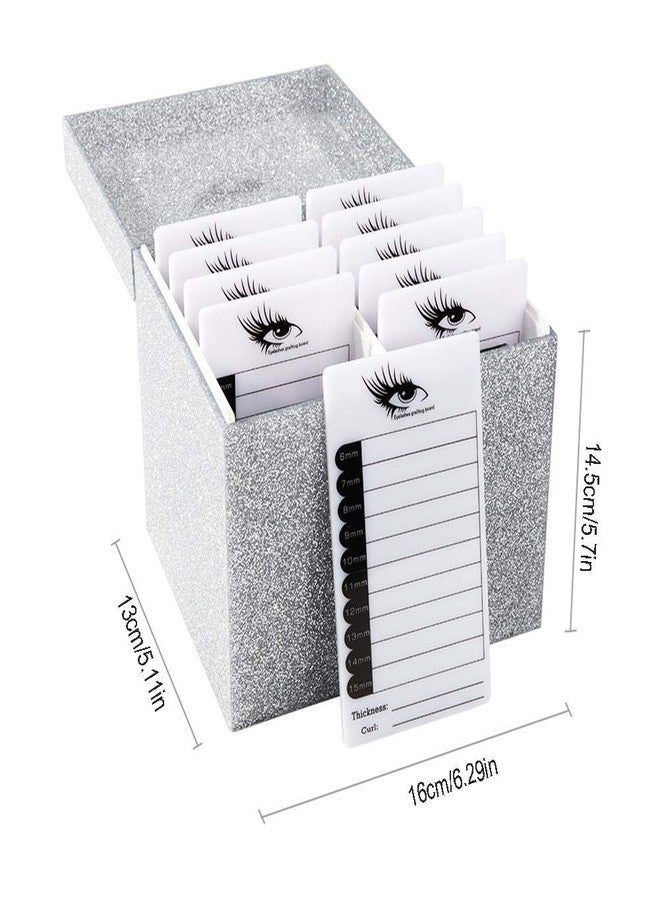LIXIMMAZN 10 Layers Acrylic Eyelash Storage Box,Eyelash Holder Extension Tool,Makeup Organizer False Eyelashes Glue Pallet Holder, Grafting Eye lashes Close-Packed Display with 10 Pallets (Silver) - Image 2