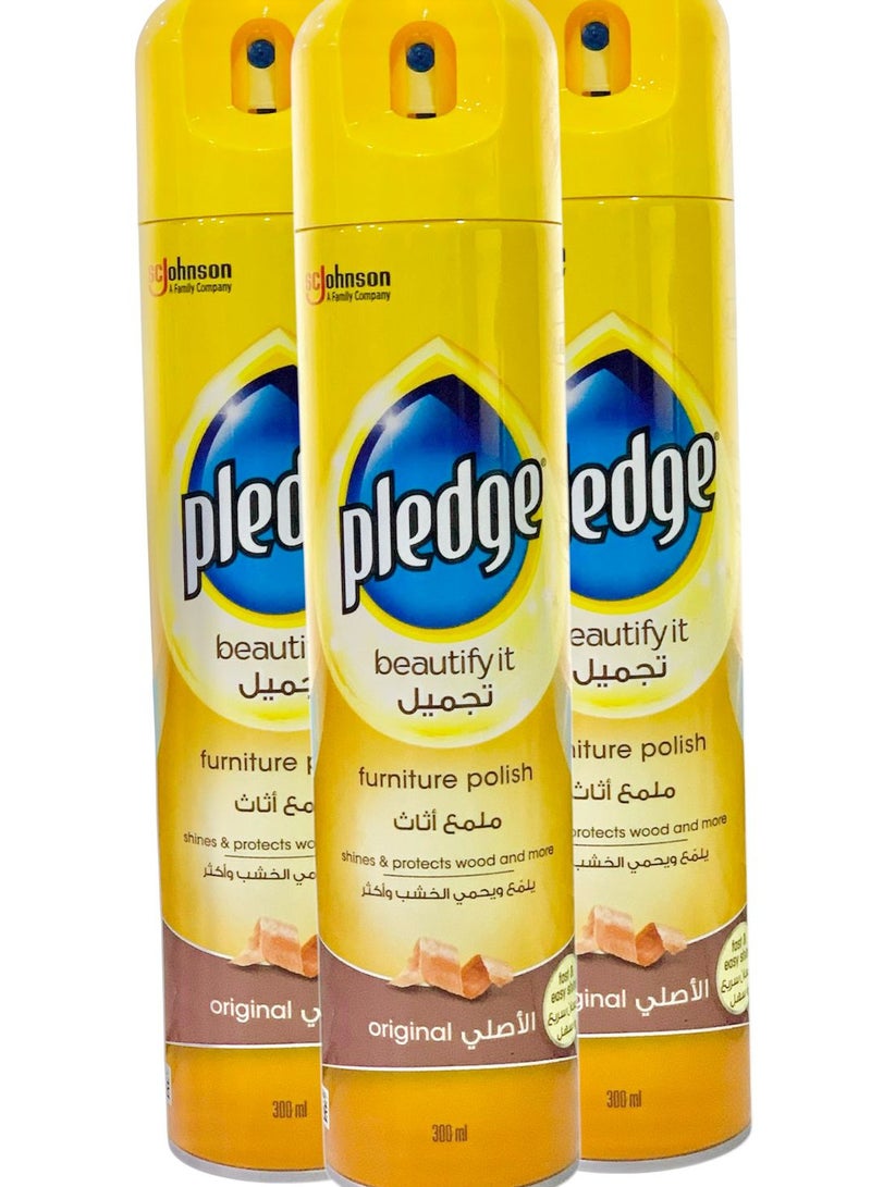 Pledge Furniture Polish Original 3 Pack 900 ML Multi Scents