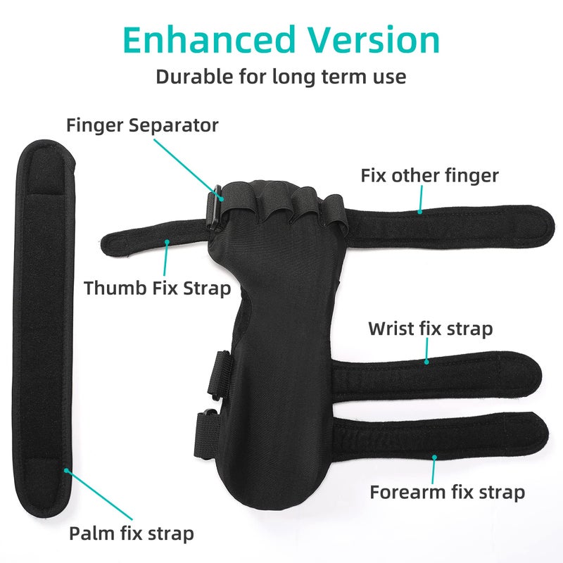Fanwer Fanwer Stroke Resting Hand Splint - Night Immobilizer Wrist Finger Brace for Flexion Contractures, Functional 5 Finger Stabilizer Wrap - for Muscle Atrophy Rehab, Arthritis, Tendonitis (Right, Medium)  - Image 3