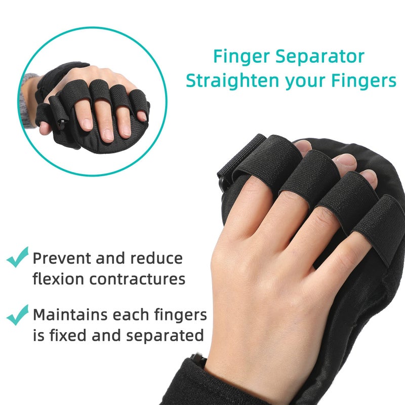 Fanwer Fanwer Stroke Resting Hand Splint - Night Immobilizer Wrist Finger Brace for Flexion Contractures, Functional 5 Finger Stabilizer Wrap - for Muscle Atrophy Rehab, Arthritis, Tendonitis (Right, Medium)  - Image 5