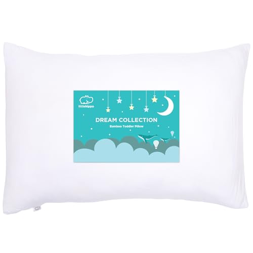 LittleHippo Toddler Pillow 13x18 with Viscose Derived from Bamboo Pillowcase Hypoallergenic Toddler Pillow for Sleeping Kids Pillow Travel Pillows Mini Pillow Toddler Bed Pillow White - Image 1