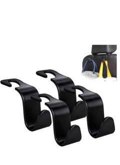 Amooca Car Seat Headrest Hook 4 Pack Hanger Storage Organizer Universal for Handbag Purse Coat fit Universal Vehicle Car Black S Type Black