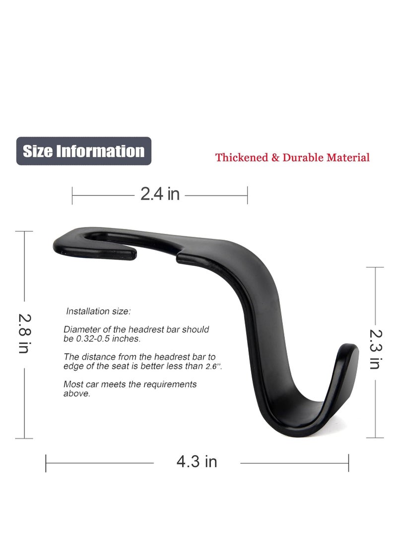 Amooca - Amooca Car Seat Headrest Hook 4 Pack Hanger Storage Organizer Universal for Handbag Purse Coat fit Universal Vehicle Car Black S Type Black - Image 1